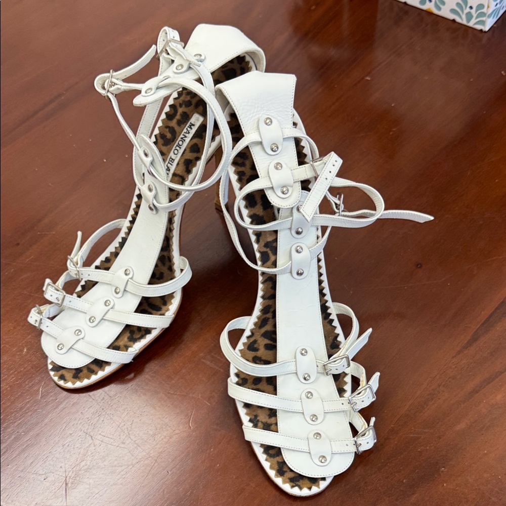 Elegant White Strappy Heels